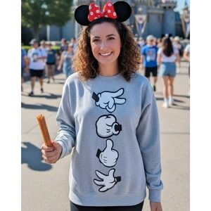 Mickey Mouse Disneyland Disney World Rock Paper Scissors Grey Sweatshirt Small